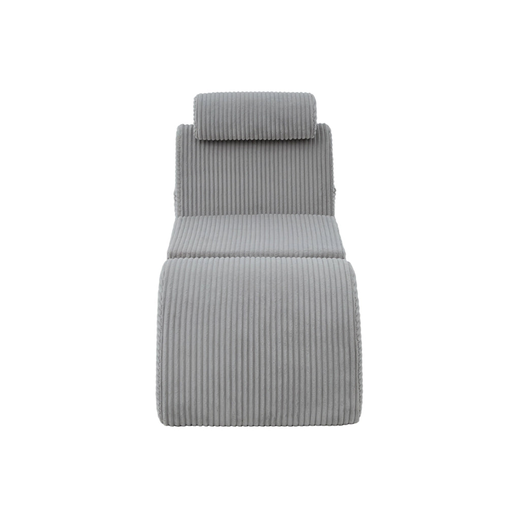 Poltrona relax ergonomica in velluto a coste grigio chiaro