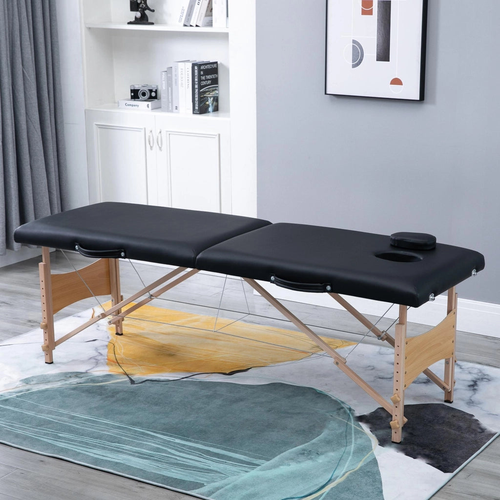 Poltrona Massaggiante Pieghevole ¨C Zephmum ¨C Legno Regolabile in Altezza 186x60x58-81 cm Nero