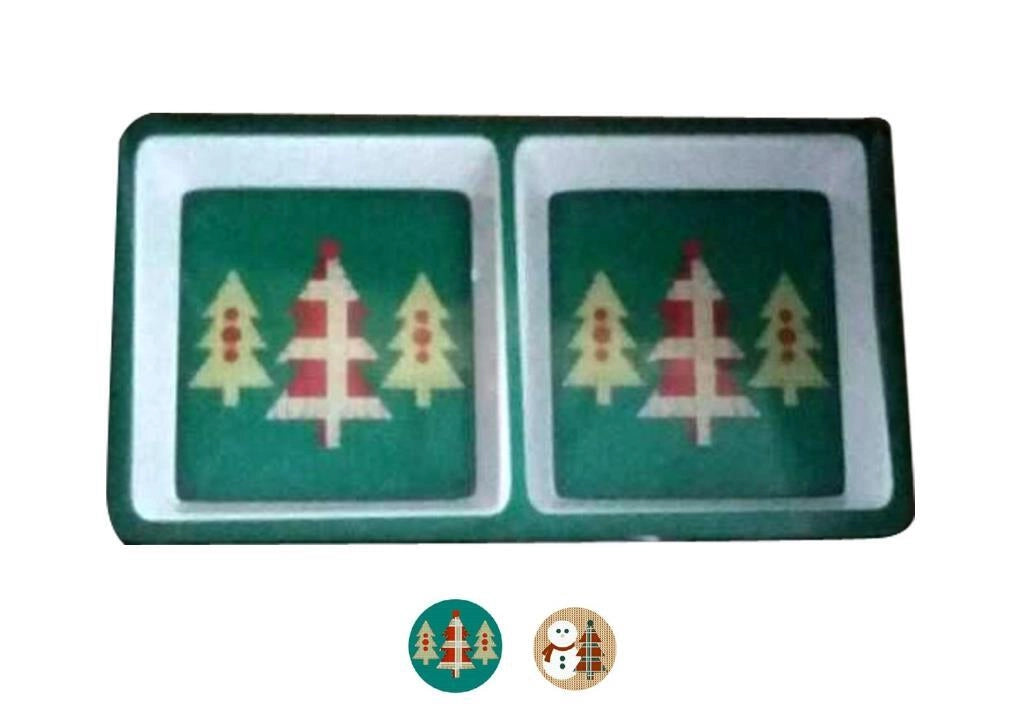 Piatto Antipastiera Natalizio Natale in Melamina Mix 2 posti 2 Decori