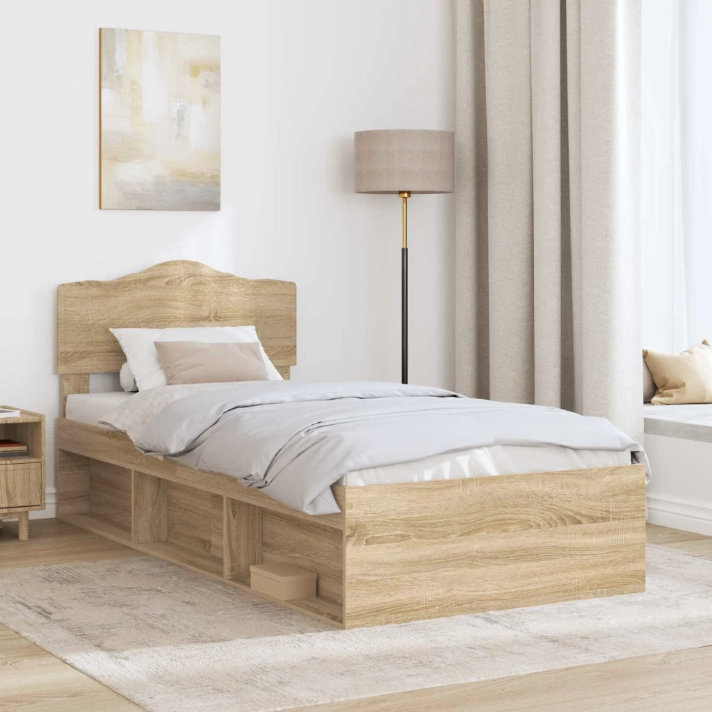 Struttura del letto Rovere Sonoma 90 x 200 cm Pino massello 3412945
