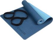Mat di yoga - antiscivolo, resistente - 1 pezzo - blu - TPE - 183 x 66 x 0,6 cm