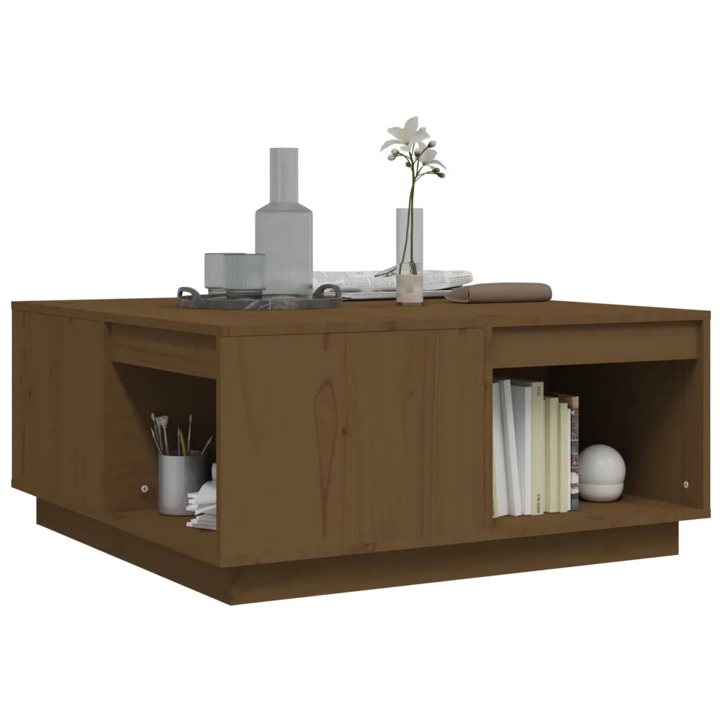 Tavolino da Salotto ambra 80x81x36,5 cm Legno Massello di Pino 814527