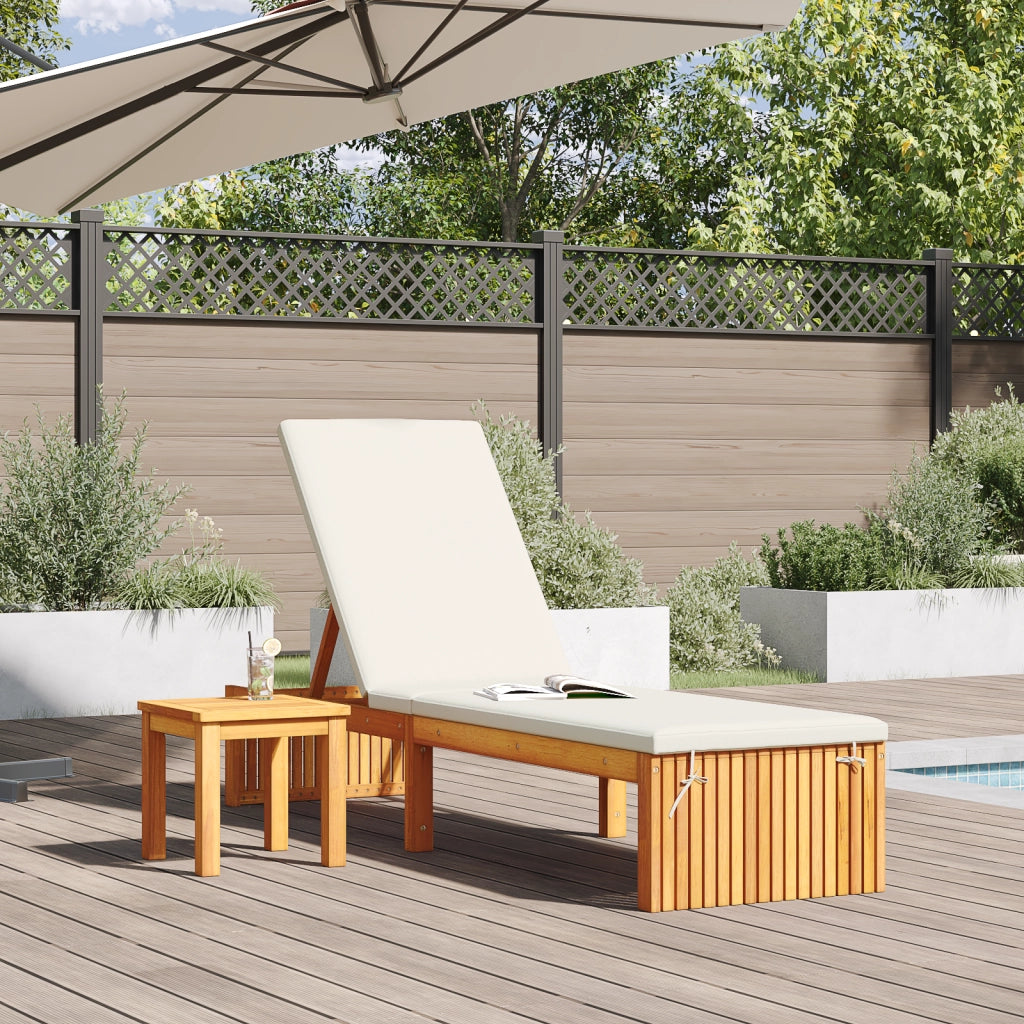 Lettino prendisole con cuscino 200x55x30 cm in legno massello di acacia