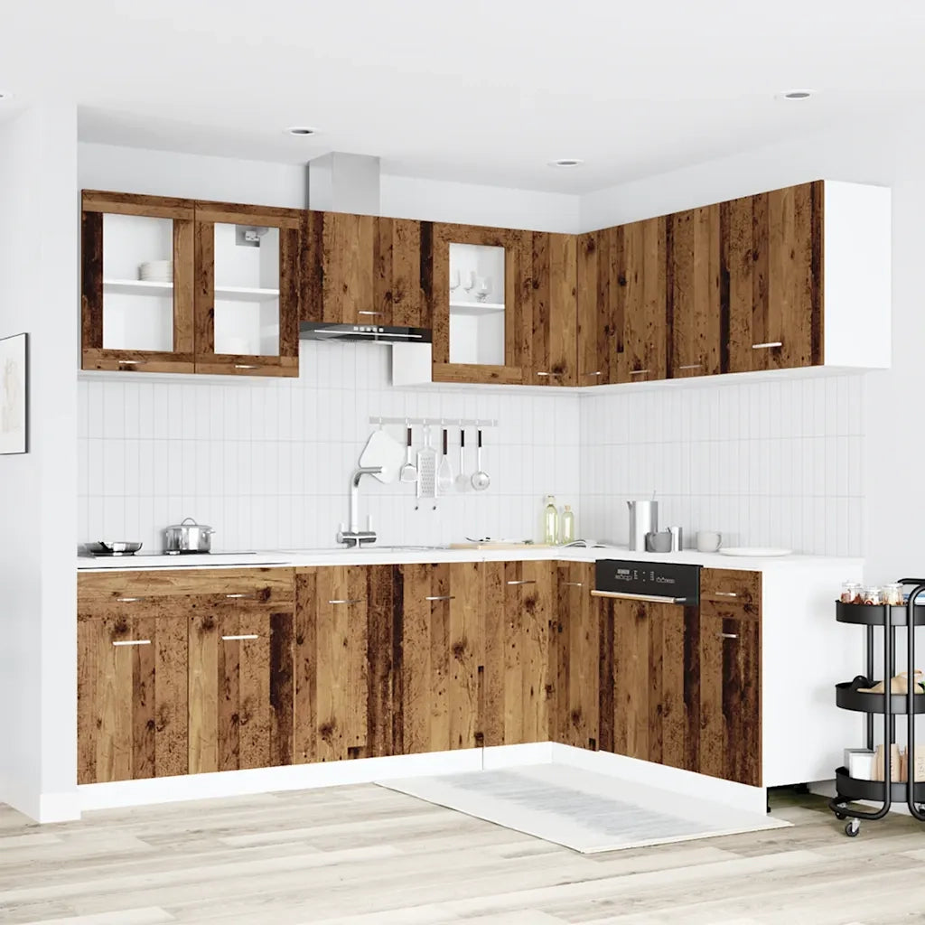 Set di Mobili da Cucina 11 pz Legno Antico in Truciolato
