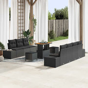 Set Divano da Giardino con cuscino 10 pcs Nero polyrattan 3362749