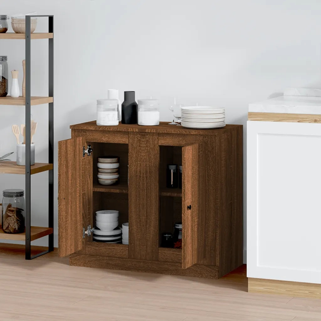 Credenze 2pz Rovere Marrone 37,5x35,5x67,5 cm Legno Multistrato 816215