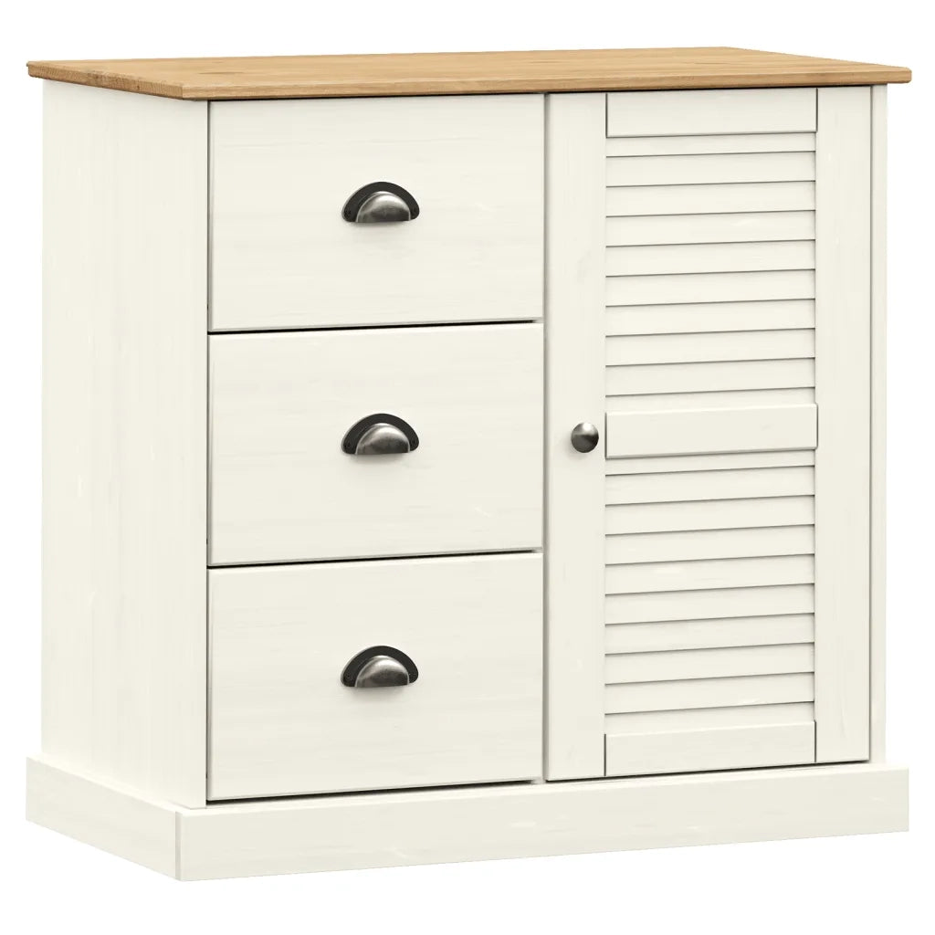 Credenza VIGO Bianca 78x40x175 cm in Legno Massello di Pino