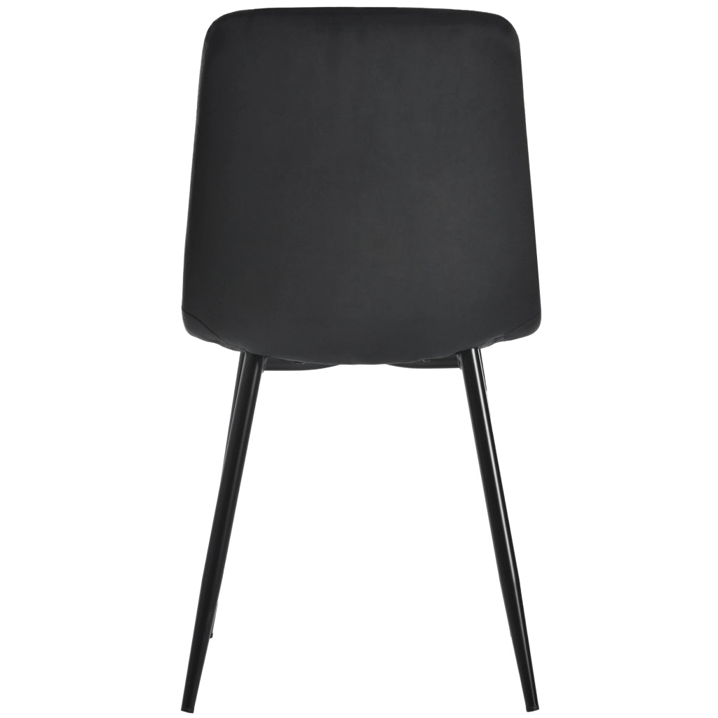 Sedia da pranzo imbottita set da 4 con schienale e gambe in metallo, design elegante, in velluto nero
