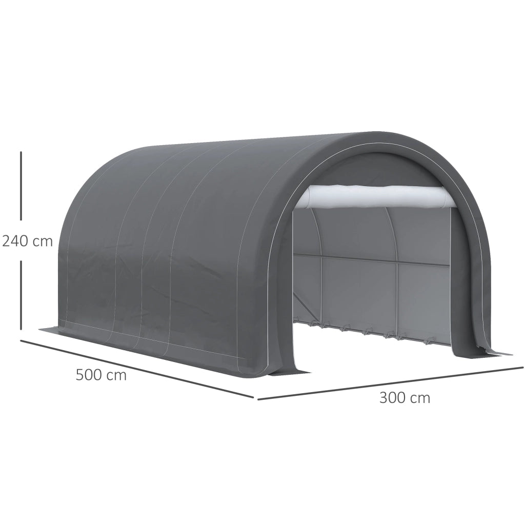 Box Auto da Esterno 500x300x240 cm in Acciaio zincato e Polietilene Grigio