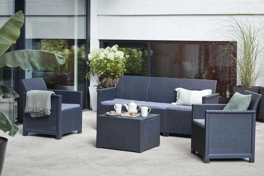 Set da Giardino Keter Emma 1 Divano 3 Posti Poltrone 1 Tavolino