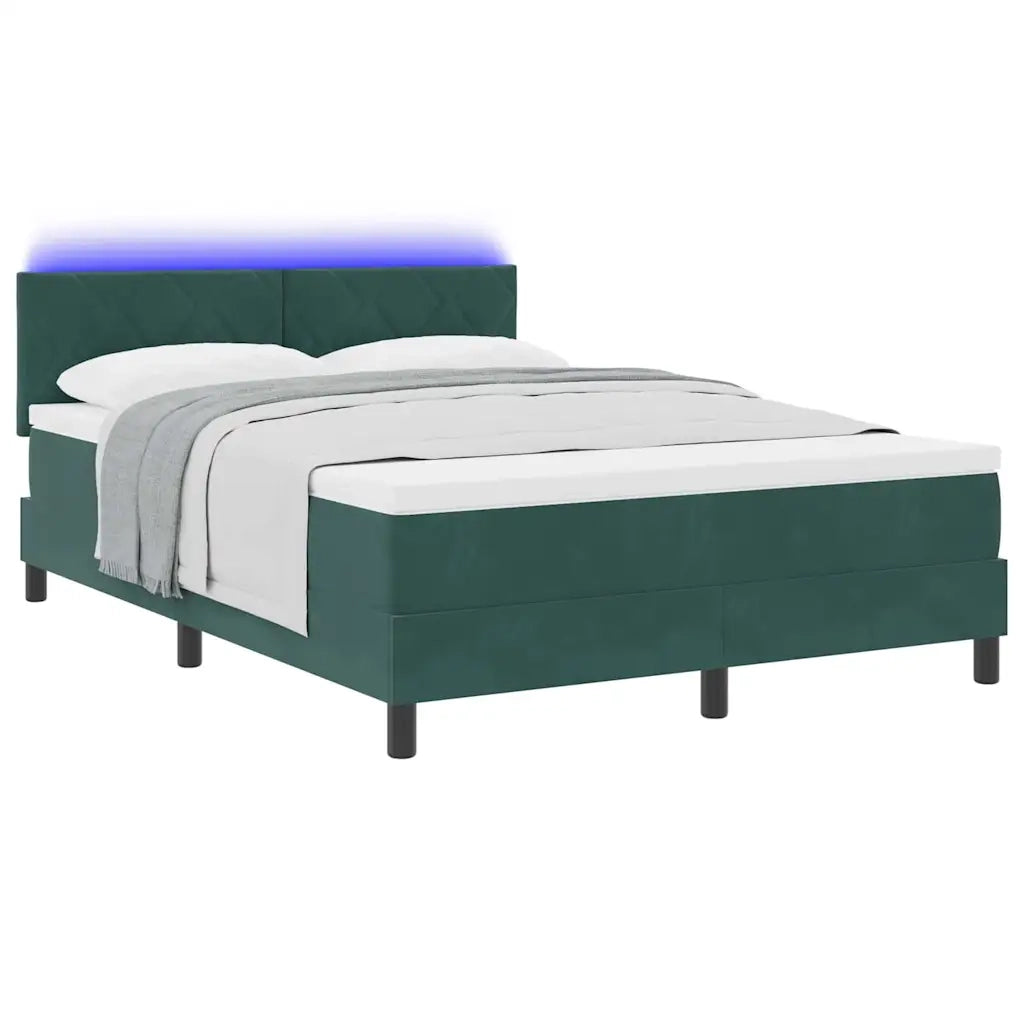 Letto a Sorgente LED con led Verde Scuro 160 x 200 cm Velluto 3342731