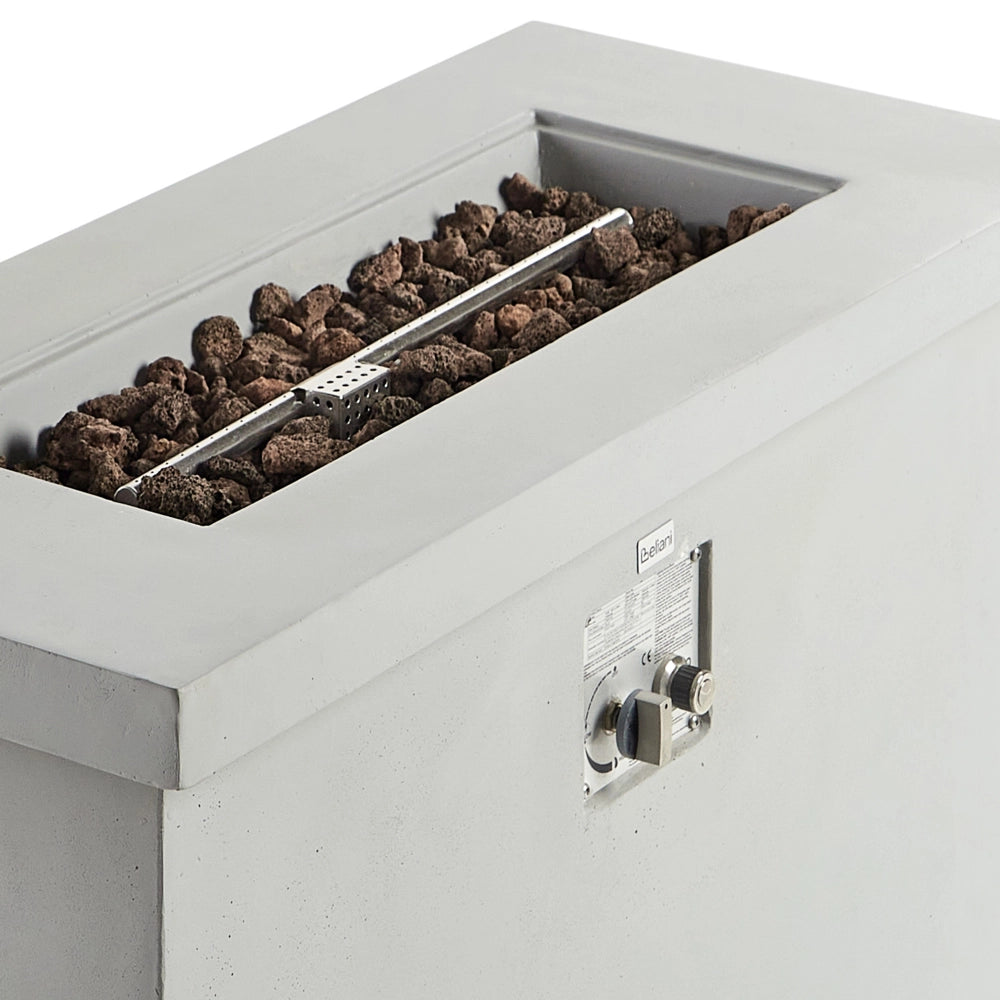 Braciere Focolare Grigio Chiaro 108 x 51 x 62 cm  Stufa da Esterno in GRC Accessorio Rettangolare per Giardino e Terrazza
