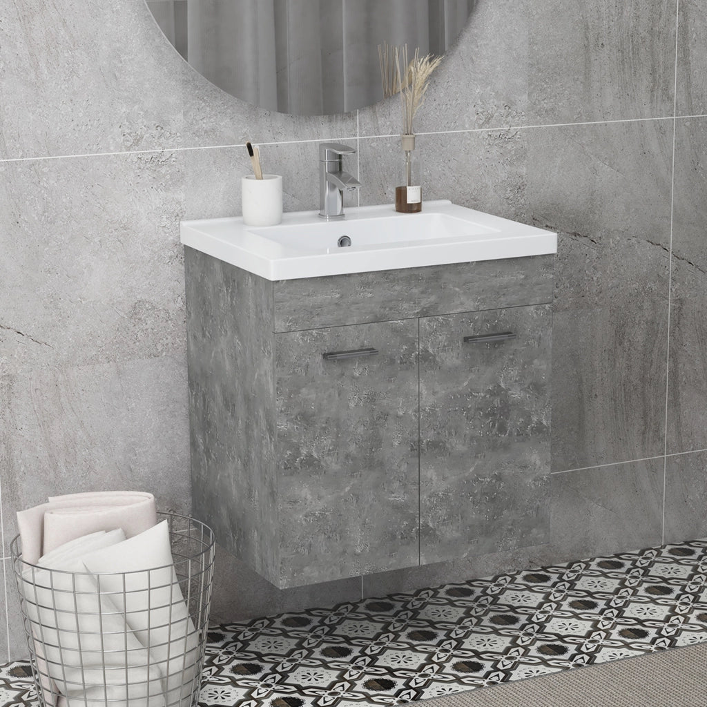 Mobile Bagno con Lavabo Armadio Sottolavabo Parete 2 Ante Grigio ¨C zephmum ¨C 60x45.5x60 cm