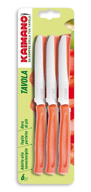 Set 6 Coltelli da Tavola Dinamik Lama Seghettata Arancio Kaimano