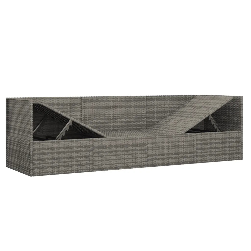 Lettino Prendisole da Esterno con Cuscini Grigio in Polyrattan 319564