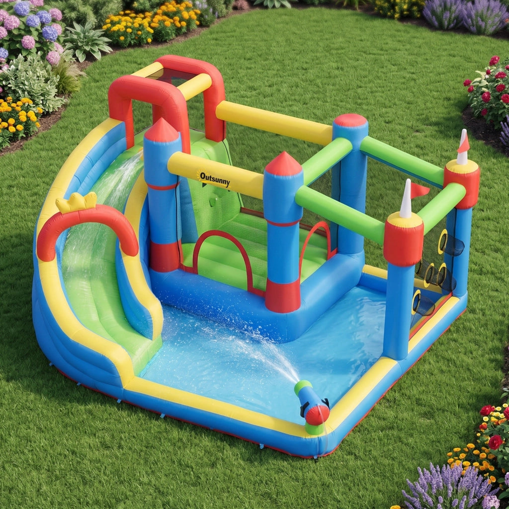 Castello Gonfiabile per Bambini con Scivolo e Piscina ¨C zephmum ¨C 390x300x197cm
