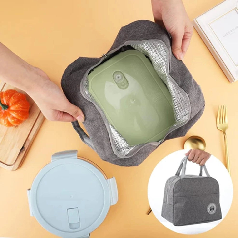 Trade Shop - Set Lunch Box Con Borsa Termica Contenitori Posate 6pz Per Pranzo Ufficio Scuola Campeggi -