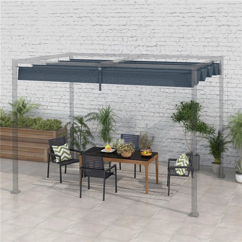 COPERTURA PER GAZEBO PERGOLA CON 8 FORI DI DRENAGGIO, IN POLIESTERE UV30+, 286X245 CM, GRIGIO SCURO