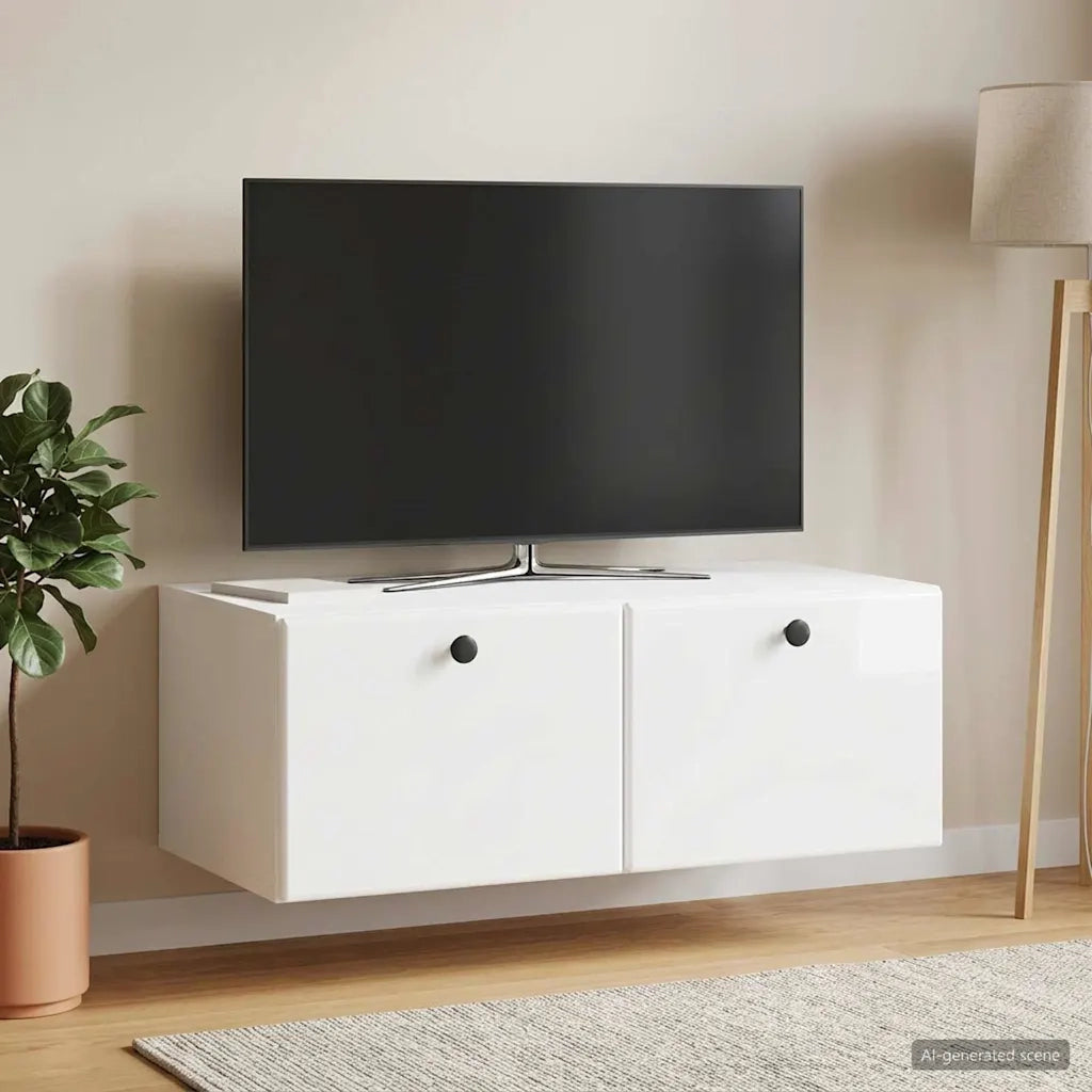 Mobile Porta TV da Muro 78,5 x 41 x 30 cm Bianco Lucido 899199