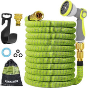 50FT tubo estensibile per giardino con pistola per getto d'acqua - 8 funzioni - con connettori in ottone - verde