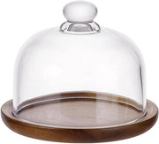 Piattaforma per torte in legno di acacia con coperchio in vetro e copertura in vetro trasparente - 15,5 x 12,5 cm