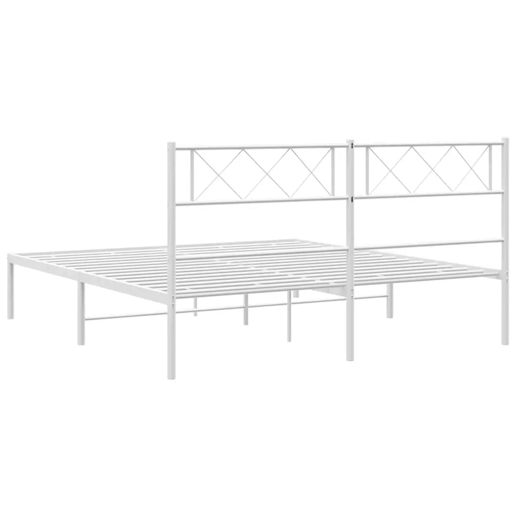 Giroletto con Testiera-Struttura Letto con testiera Metallo Bianco 135x190 cm 943536