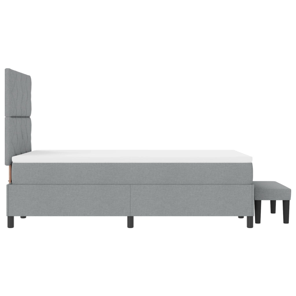 Letto con Box Spring e Materasso e Panca Grigia 120x190 cm in Tessuto