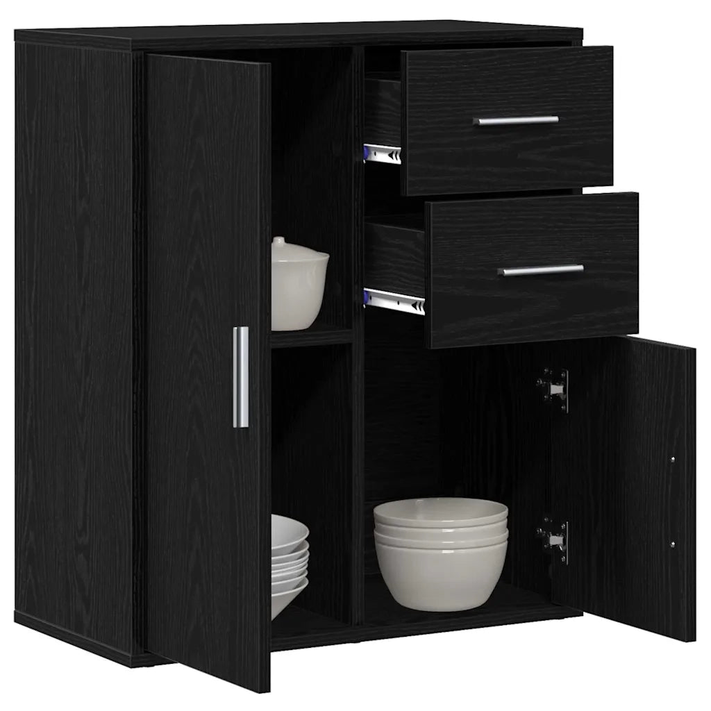 vidaXL Credenza Rovere nero 60 x 31 x 70 cm Legno multistrato
