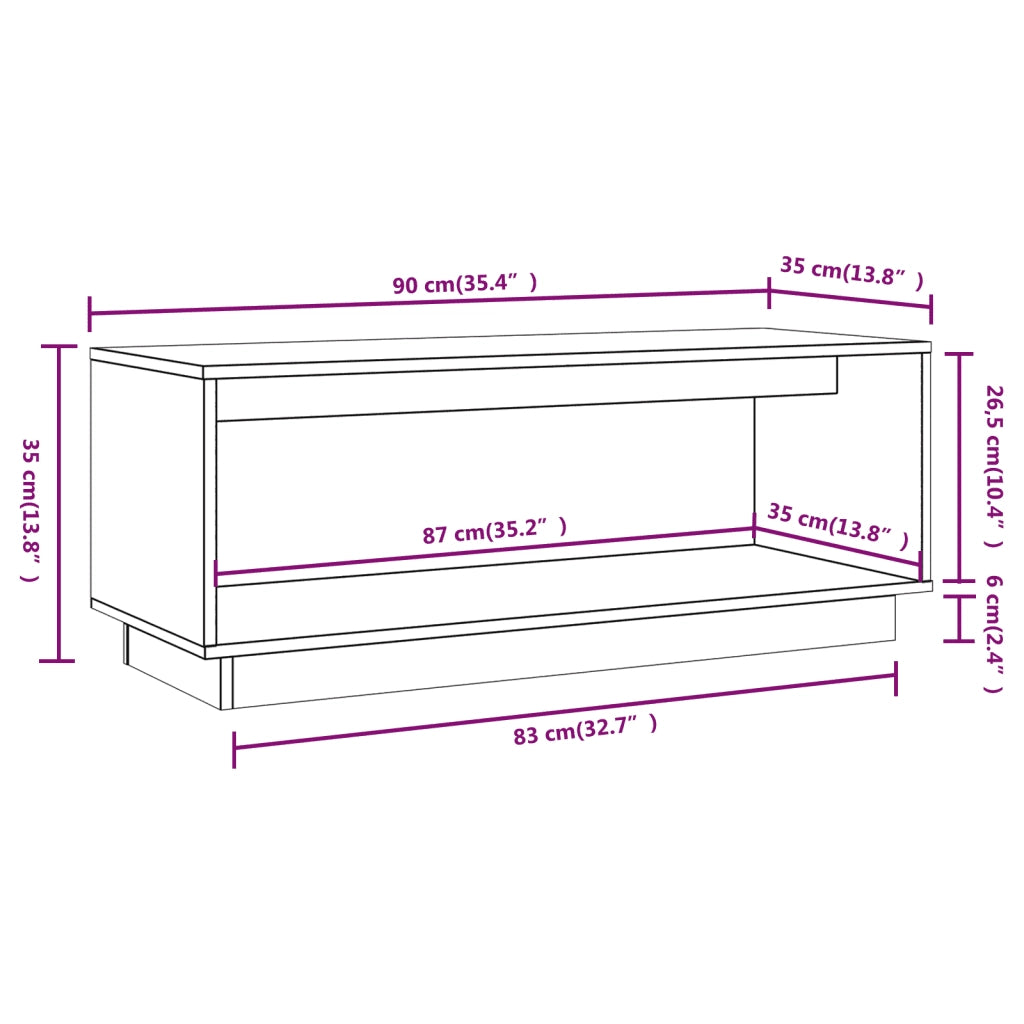 Mobile Porta TV 90x35x35 cm in Legno Massello di Pino 813829