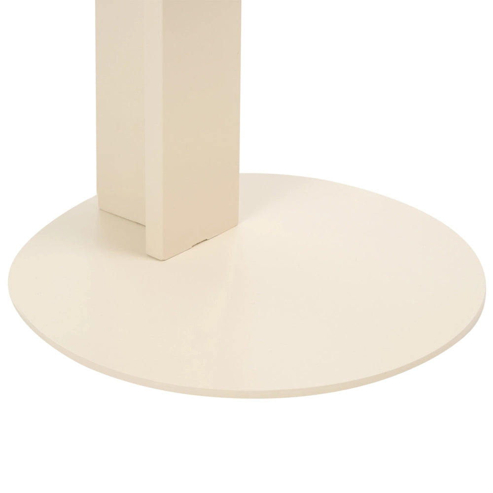 Tavolino da giardino in acciaio verniciato a polvere, resistente alle intemperie, rotondo, 40 cm, arredo da esterno, beige