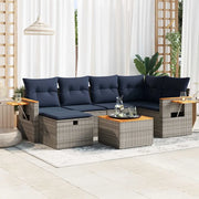Set Divani da Giardino 7 pz con Cuscini Grigio in Polyrattan 3325981