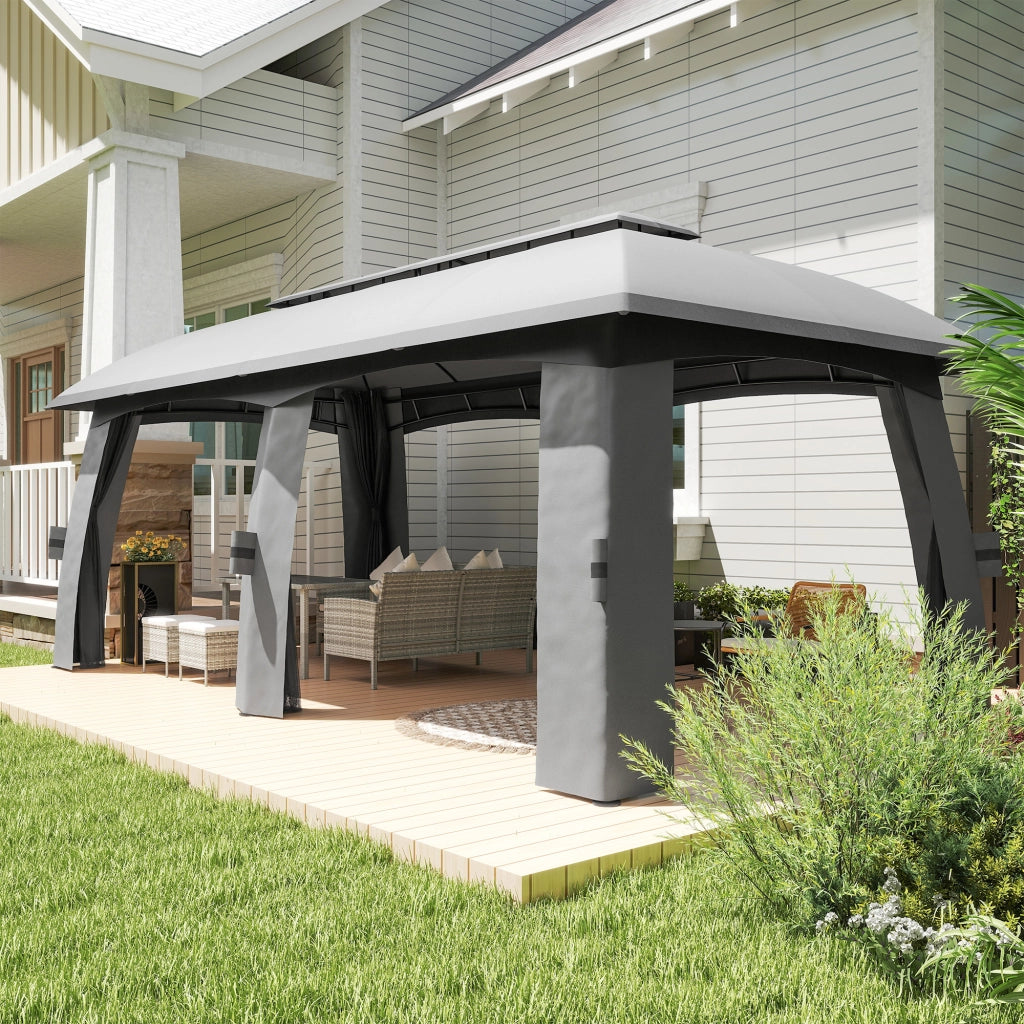 Gazebo da giardino ¨C zephmum ¨C 3x6x3 m con rete anti-insetti e tettoia