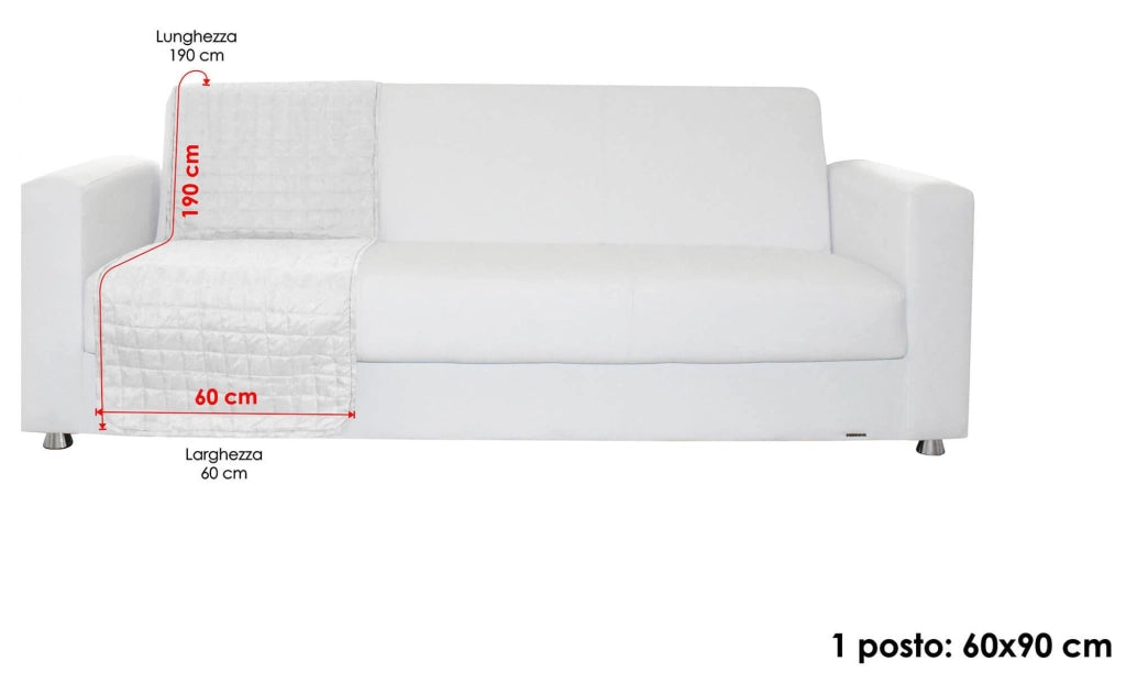 Copridivano a Fascia 1 Posto 60x190 cm in Microfibra Doubleface Blu Scuro/Grigio Chiaro