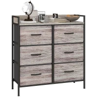 Cassettiera con 6 Cassetti Pieghevoli di Tessuto con Struttura in Acciaio Stile Industriale 79x29x85 cm Grigio