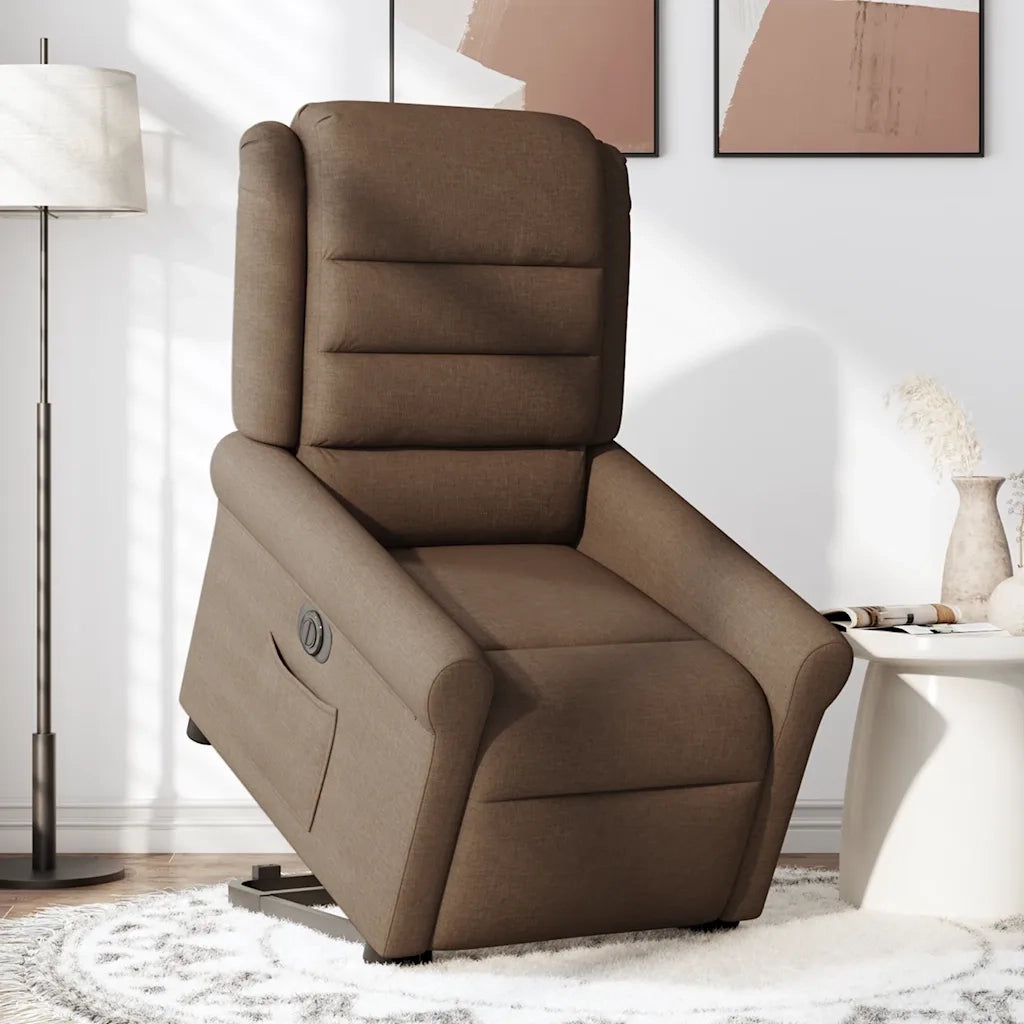 Poltrona Alzapersona Reclinabile Elettrica Marrone Tessuto 3303338