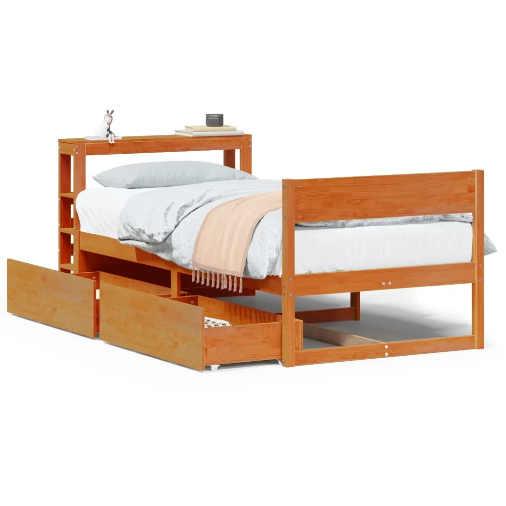 Letto senza Materasso Marrone Cera 90x200 cm Legno di Pino 3306392