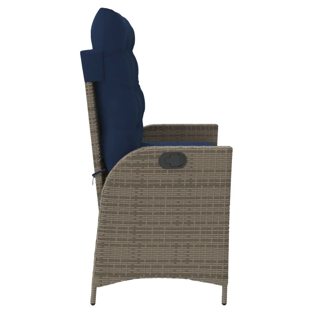 Panca Reclinabile da Giardino con Cuscini Grigia in Polyrattan 368243