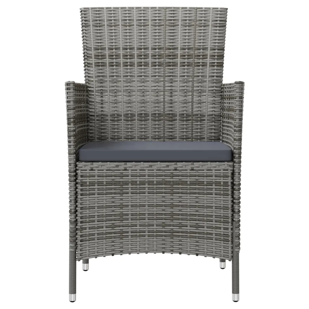 Set da Pranzo per Esterni 3 pz con Cuscini in Polyrattan Grigio 3094873
