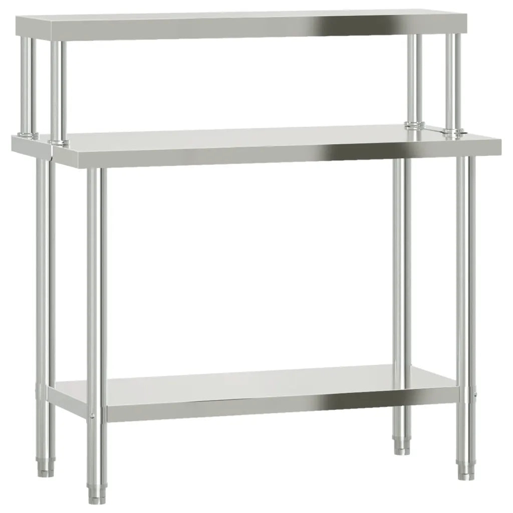 Tavolo Lavoro Cucina con Ripiano 110x55x120 cm Acciaio Inox CFW1070521