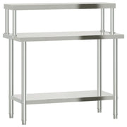 Tavolo Lavoro Cucina con Ripiano 110x55x120 cm Acciaio Inox CFW1070521