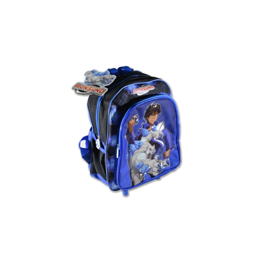 Trade Shop - Trolley Asilo Monsumo Zainetto Con Tasca Frontale Pvc Chiusura Zip Colore Blu -