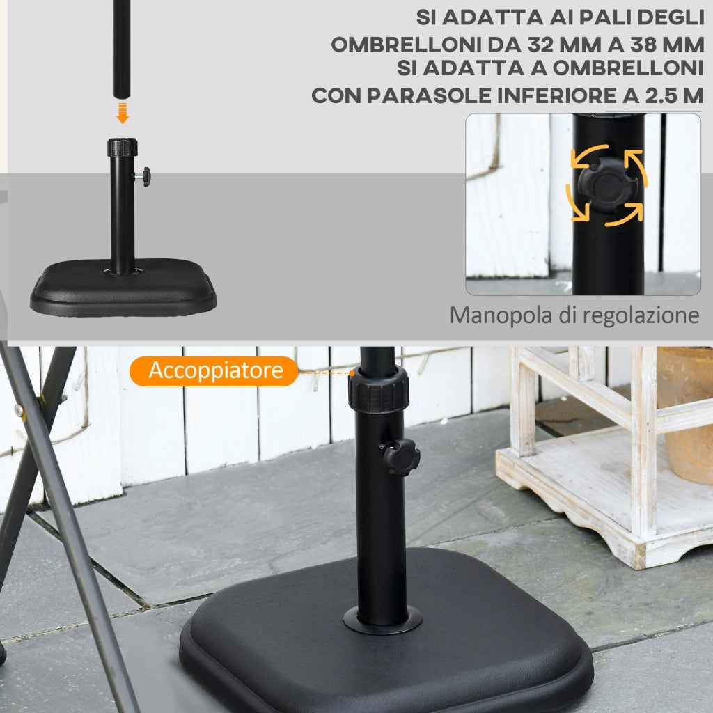 Base per Ombrellone da Giardino in Plastica e Cemento da 11kg 36x36x31cm Nero