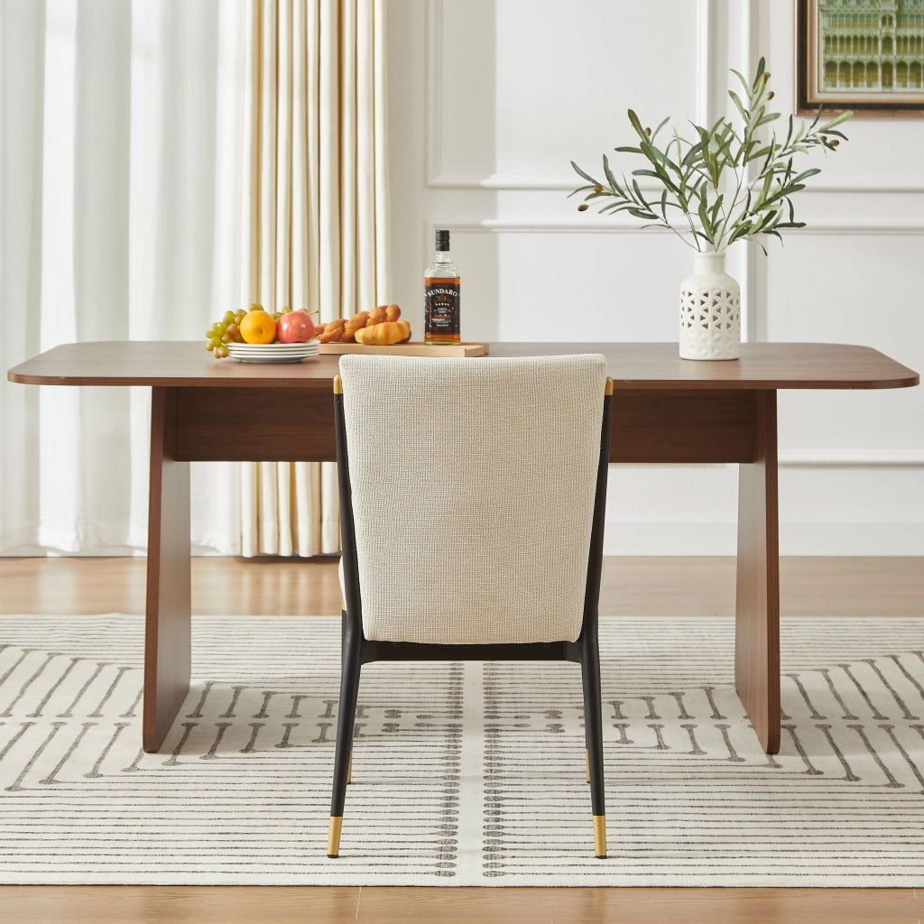 Set di 2 sedie da pranzo minimaliste con gambe regolabili in tessuto beige