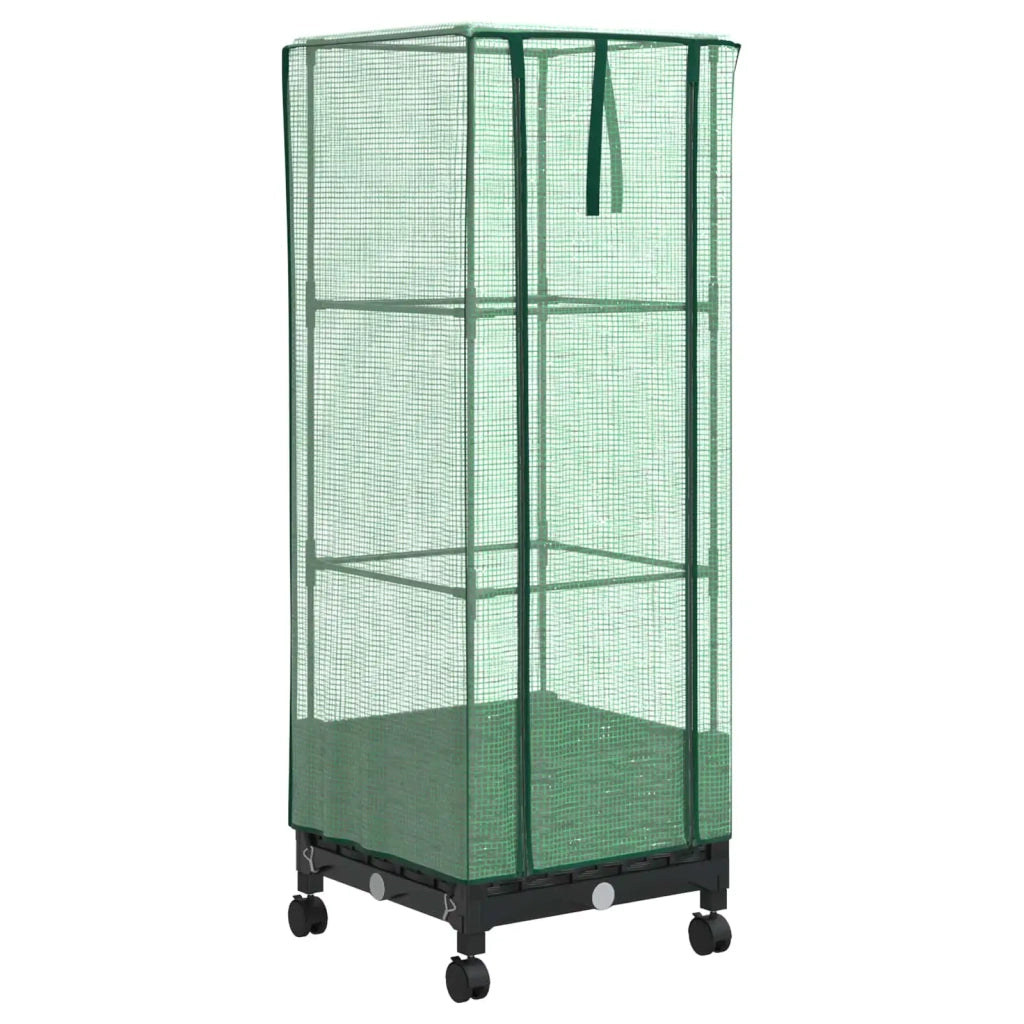 Vaso da Giardino con Copertura per Serra e Ruote Nero PP 3422925