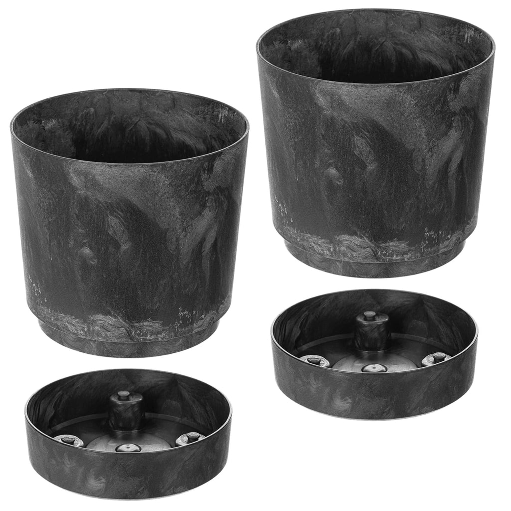Vaso da fiori KADAX con coprivaso e sottovaso, rotondo, 20 cm, set da 2