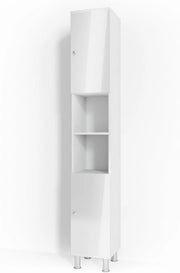Mobile bagno alto Fynn, Bianco lucido, 30 x 190 cm, per la conservazione di articoli da bagno e asciugamani