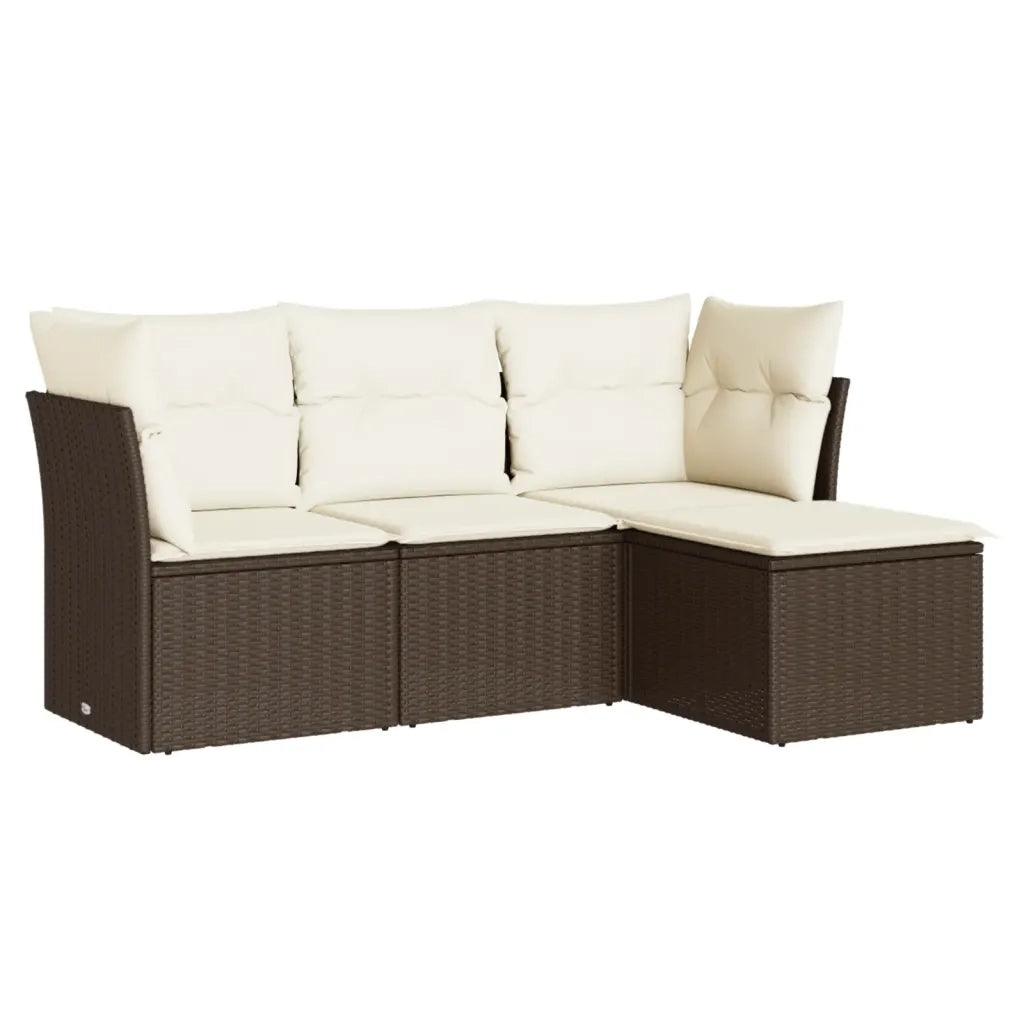 vidaXL Set Divano da Giardino 4 pz con Cuscini Marrone in Polyrattan