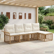 Set di divani da esterno 5 pcs Naturale e Bianco Crema 3437680