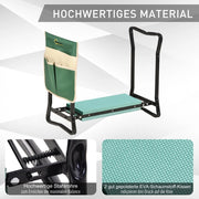 Carrello pieghevole 2 in 1 con borsa portautensili e cuscini in schiuma acciaio verde 58 × 28 × 49 cm