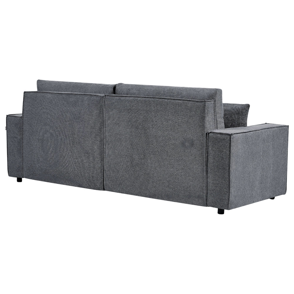 Divano letto angolare a sinistra Grigio Scuro Tessuto poliestere imbottito 3 posti a L con cuscini Funzione letto Stile moderno Soggiorno
